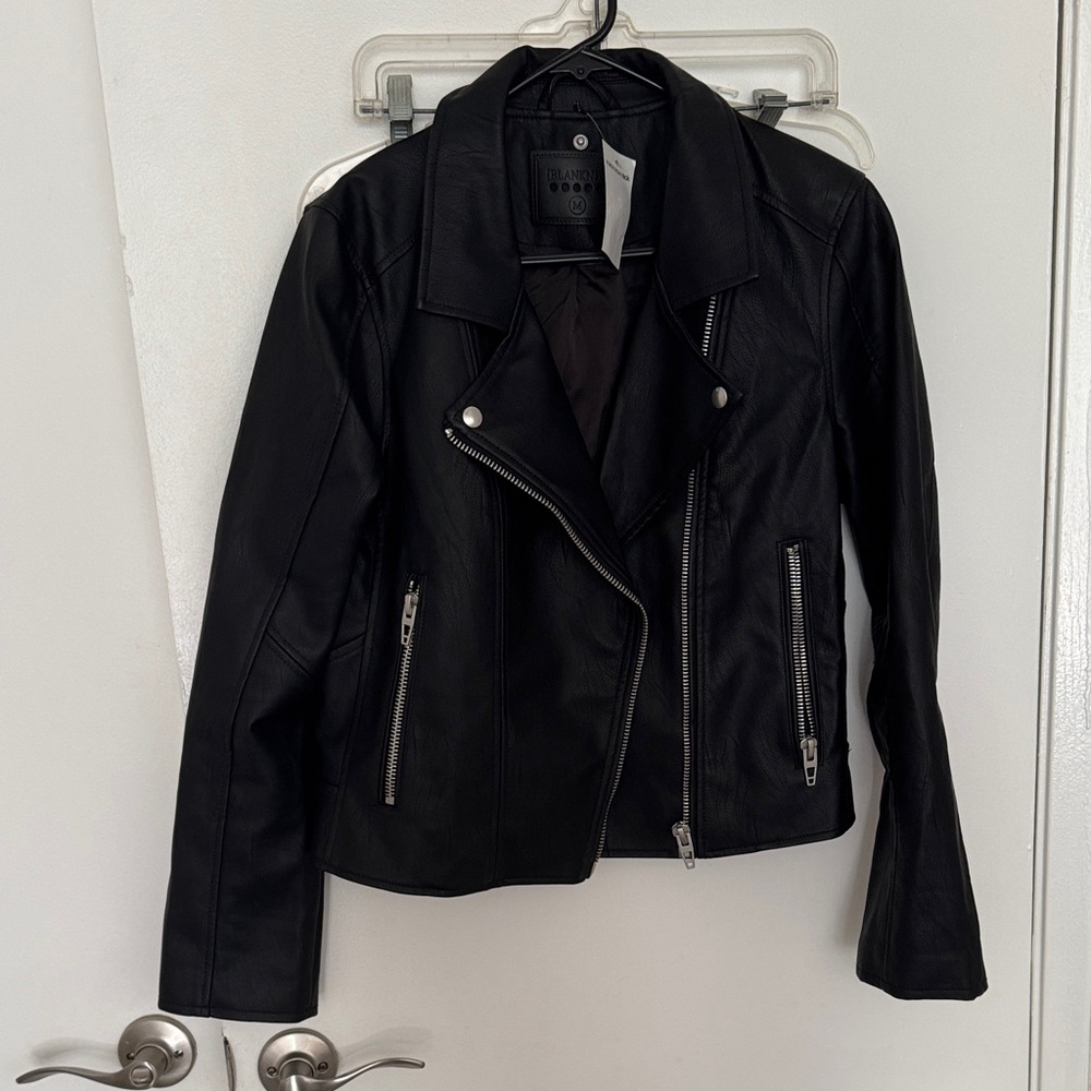 Blank NYC Black Leather Jacket with Silver Details